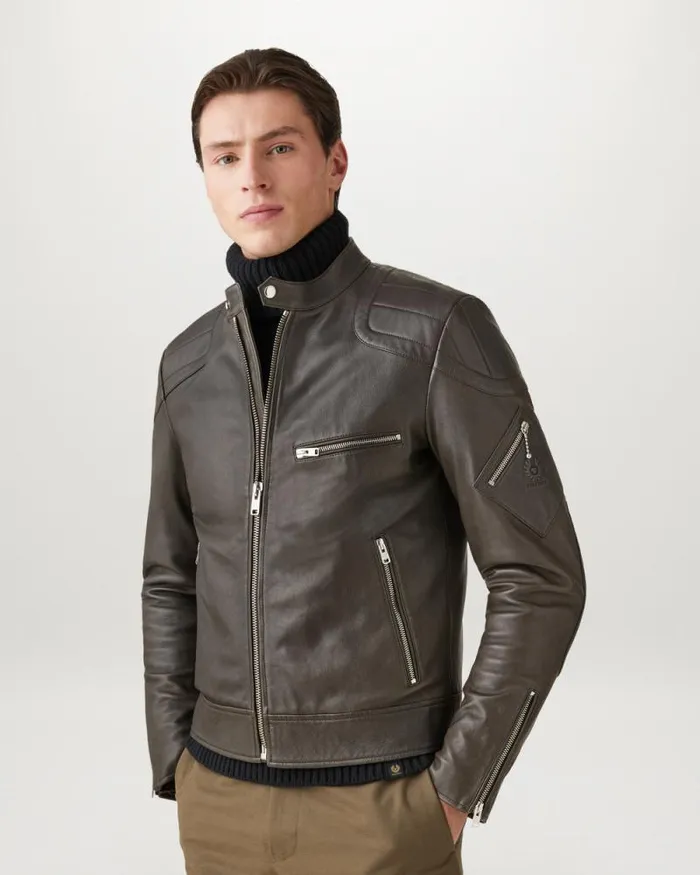 Leather Jackets Men Belstaff T Racer Jacket Flagstone