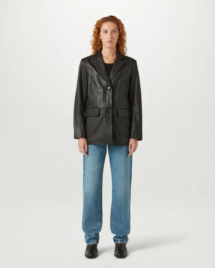 Leather Jackets Women Belstaff Foil Blazer Black Leather Jackets Women Belstaff Foil Blazer Black