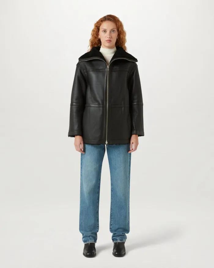 Leather Jackets Women Belstaff Invar Coat Black