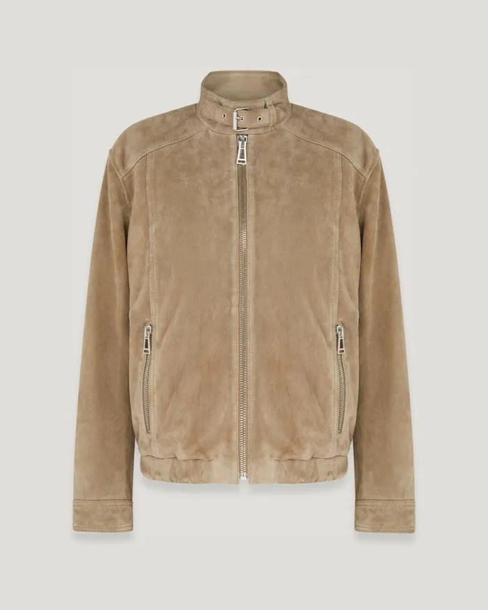 Leather Jackets Women Belstaff Raft Bomber Washed Sand