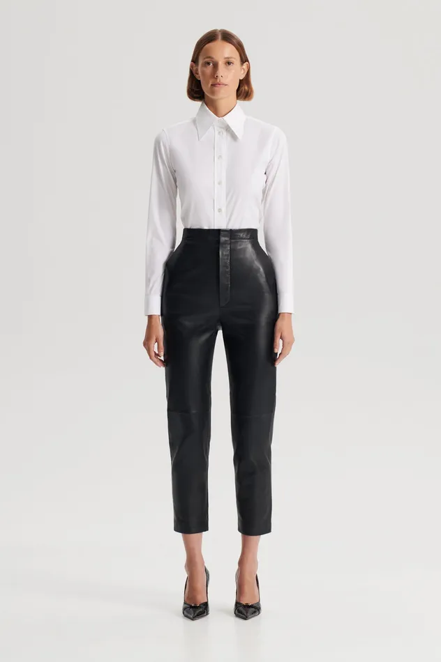 Leather Women Scanlan Theodore LEATHER SLIM CROP TROUSER BLACK