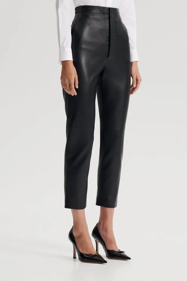 Leather Women Scanlan Theodore LEATHER SLIM CROP TROUSER BLACK Leather Women Scanlan Theodore LEATHER SLIM CROP TROUSER BLACK