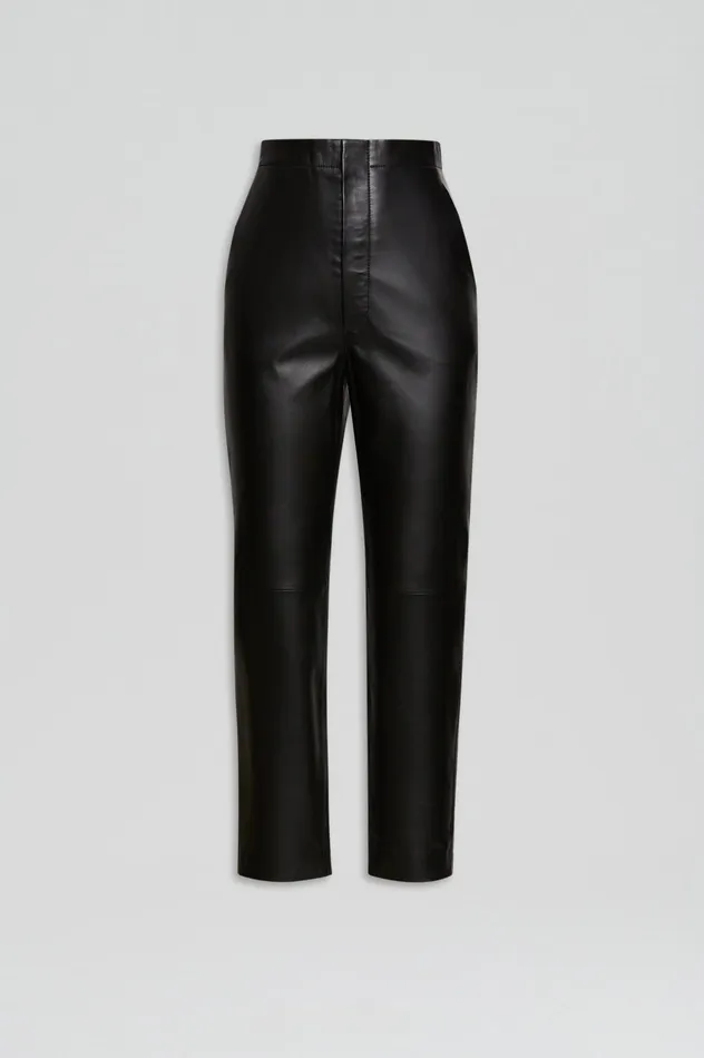 Leather Women Scanlan Theodore LEATHER SLIM CROP TROUSER BLACK Leather Women Scanlan Theodore LEATHER SLIM CROP TROUSER BLACK
