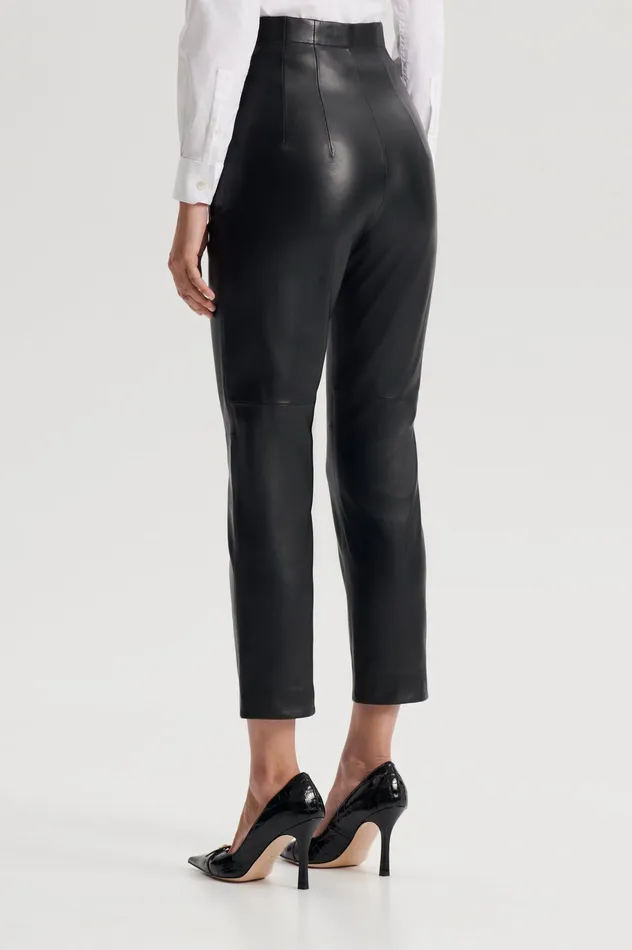 Leather Women Scanlan Theodore LEATHER SLIM CROP TROUSER BLACK Leather Women Scanlan Theodore LEATHER SLIM CROP TROUSER BLACK