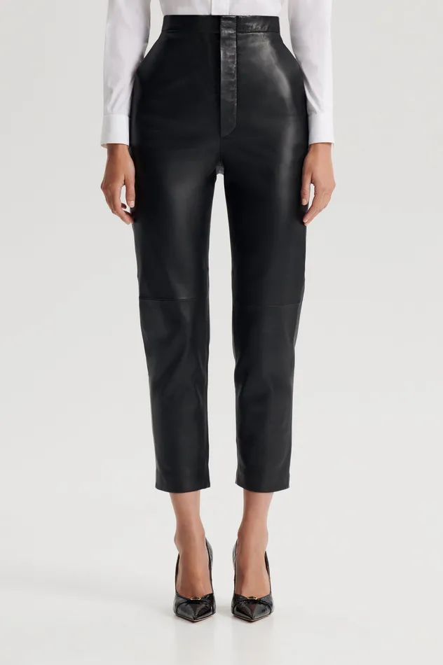 Leather Women Scanlan Theodore LEATHER SLIM CROP TROUSER BLACK Leather Women Scanlan Theodore LEATHER SLIM CROP TROUSER BLACK