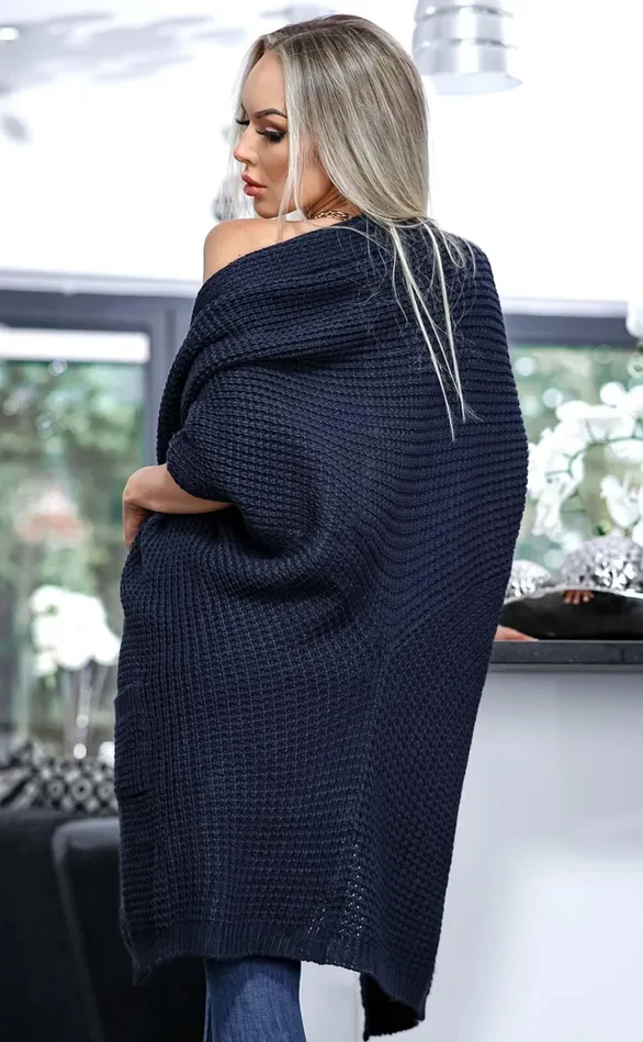 Lesley Navy Open Front Knitted Cardigan Women Missfiga Knitwear