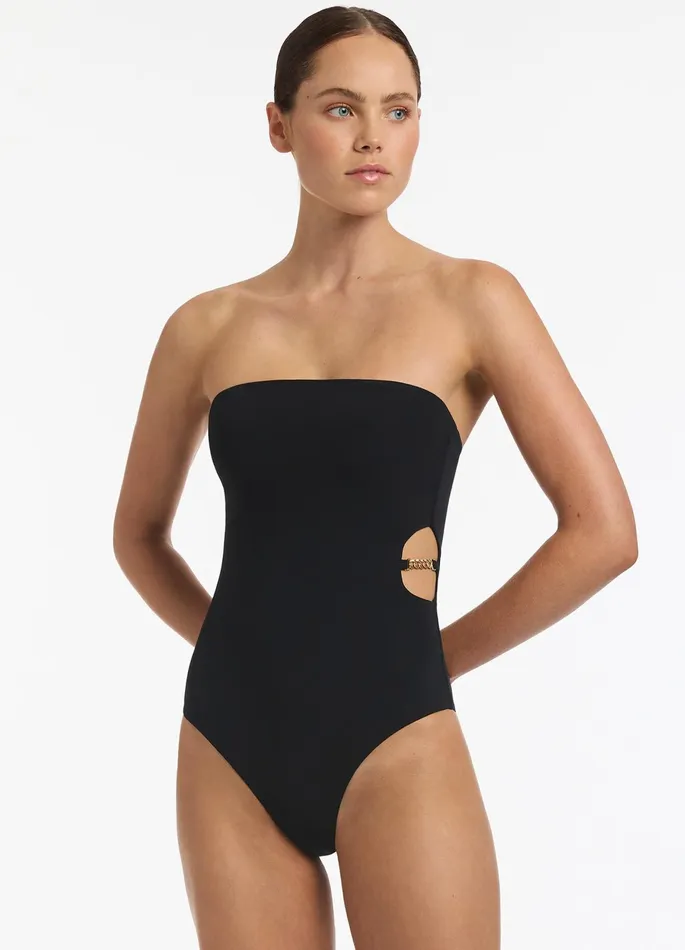 Lien Bandeau Minimal One Piece Black Women JETS Australia Bandeau One Piece