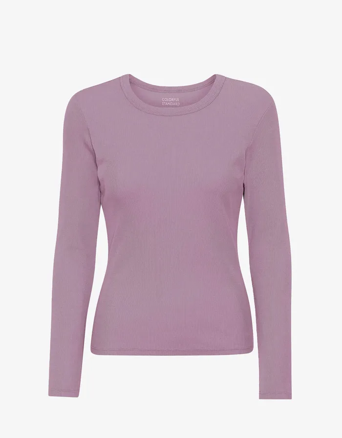 Long Sleeve Tops Women Colorfulstandard Women Organic Rib LS TShirt 8211 Pearly Purple