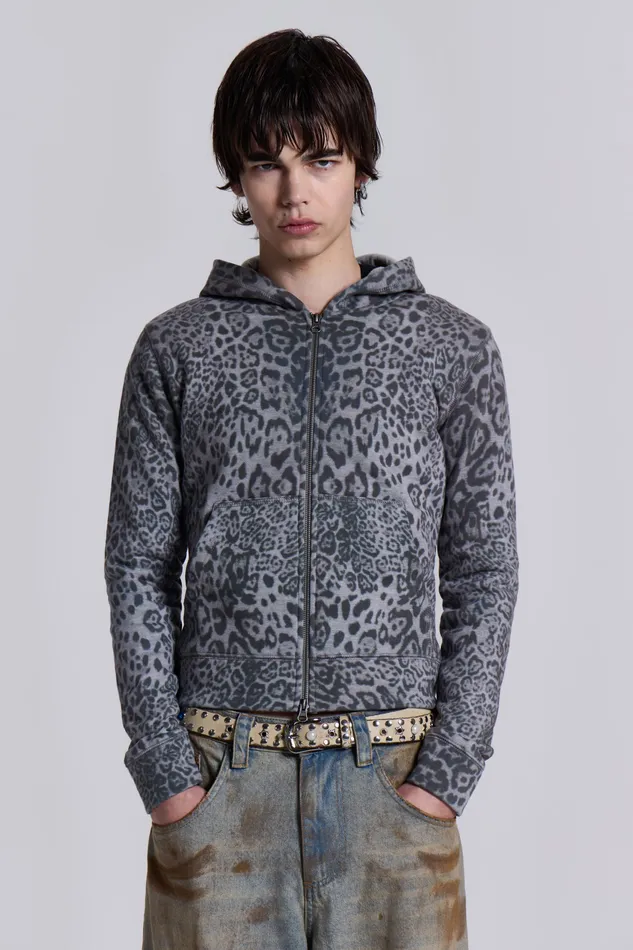 Loungewear Jaded London Men Shop Snow Leopard Mini Monster Hoodie