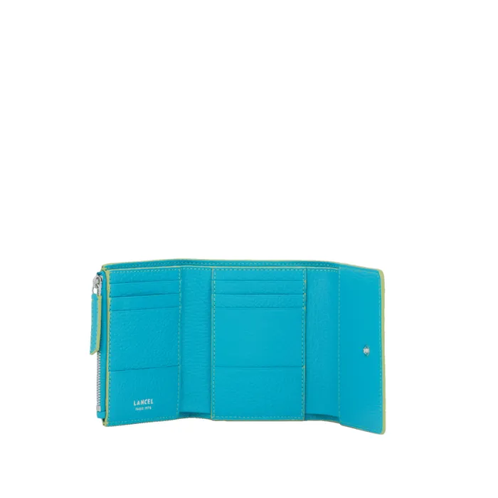 M Flap Compact Wallet Ocean Blue Women Lancel Wallet