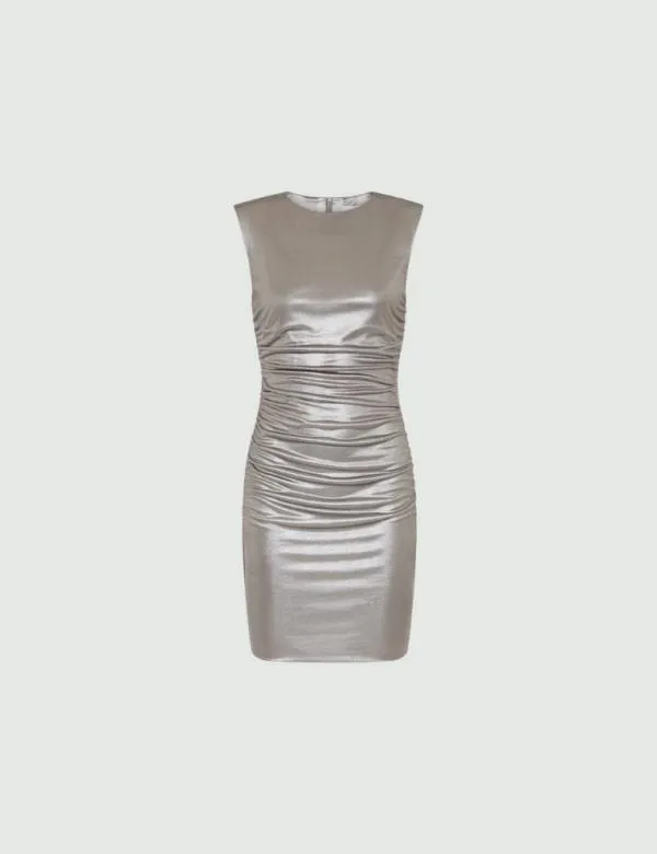 Marella Dresses Women Laminated Sheath Dress Grey