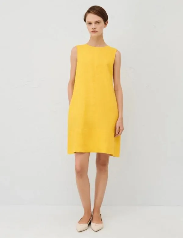 Marella Dresses Women Linen Dress Yellow