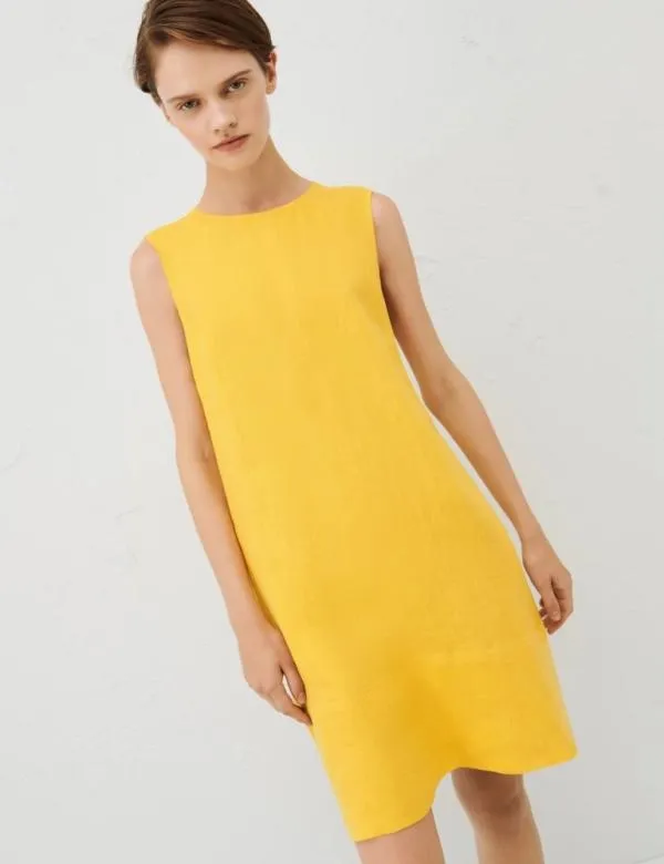 Marella Dresses Women Linen Dress Yellow