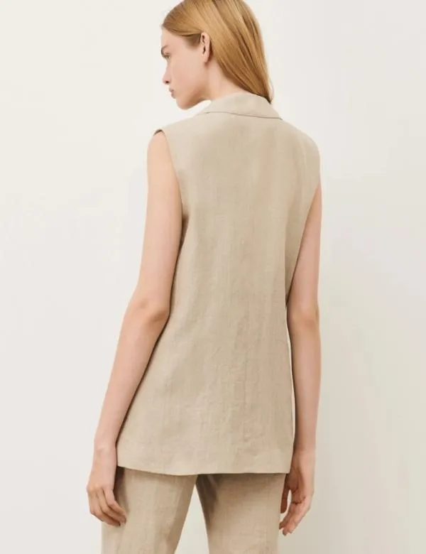 Marella Jackets Women Linen Gilet Ecru