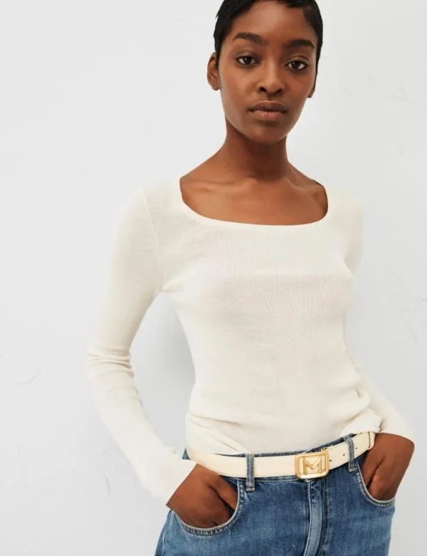 Marella Knitwear Women Slimfit Sweater White Marella Knitwear Women Slimfit Sweater White