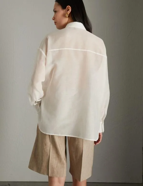 Marella Shirts Women Floral Embroidery Shirt Cream