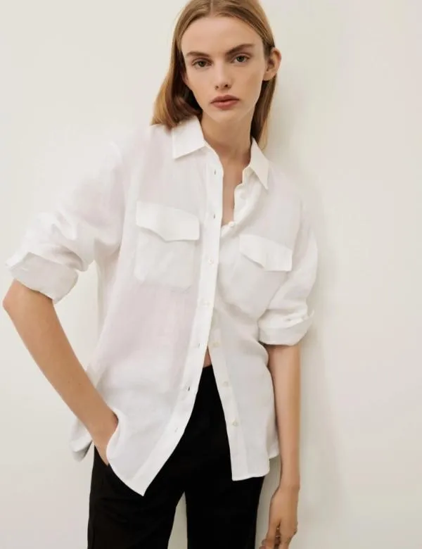 Marella Shirts Women Linen Shirt White