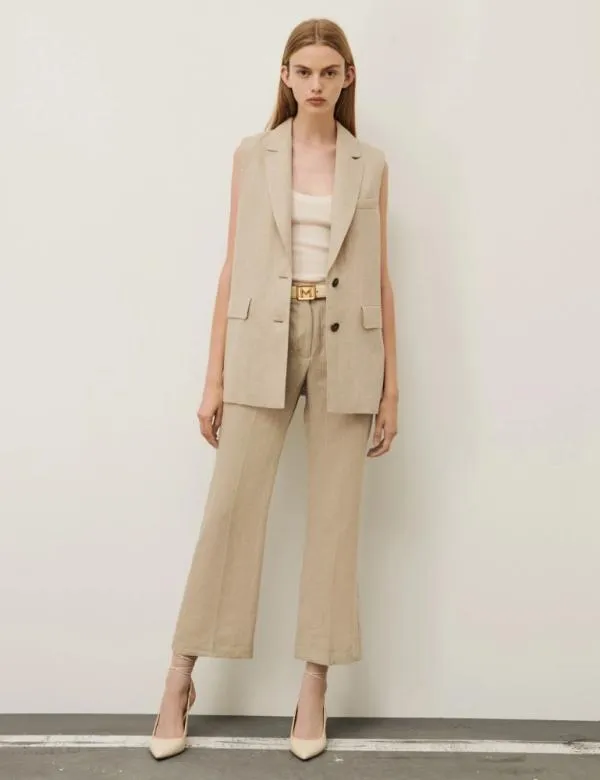 Marella Trousers Women Flared Trousers Ecru