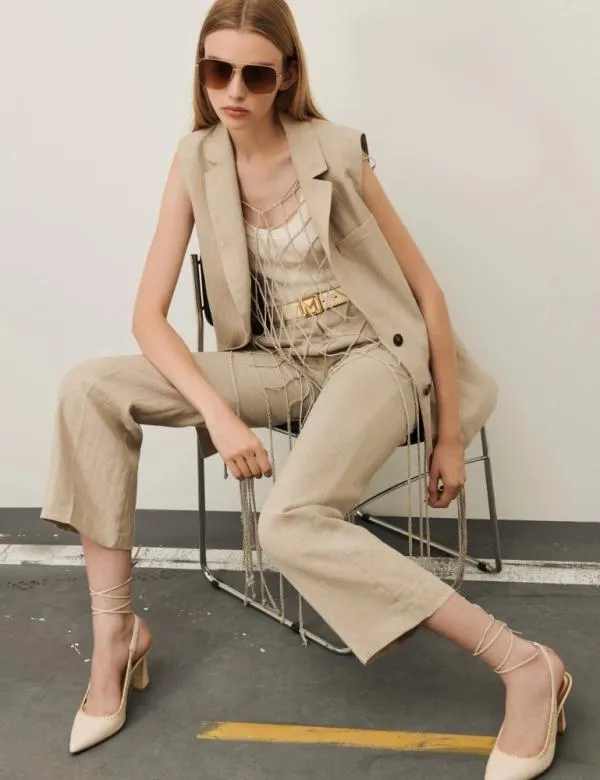 Marella Trousers Women Flared Trousers Ecru