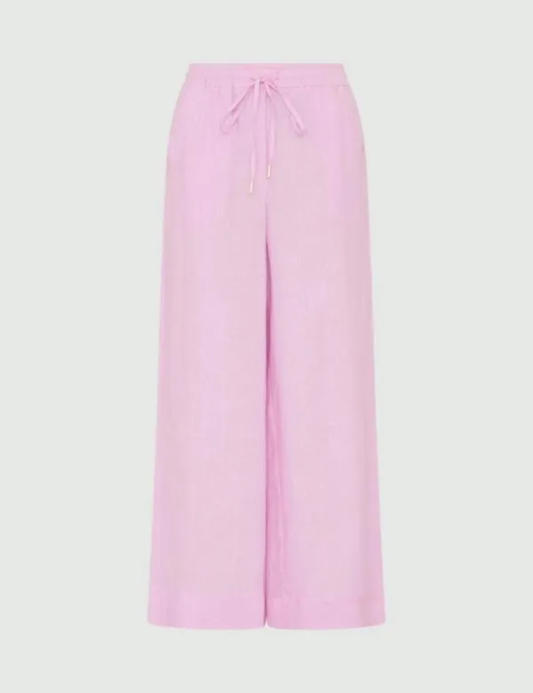 Marella Trousers Women Linen Trousers Pink