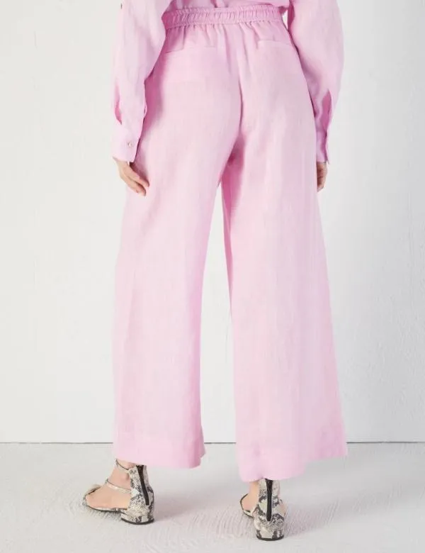 Marella Trousers Women Linen Trousers Pink