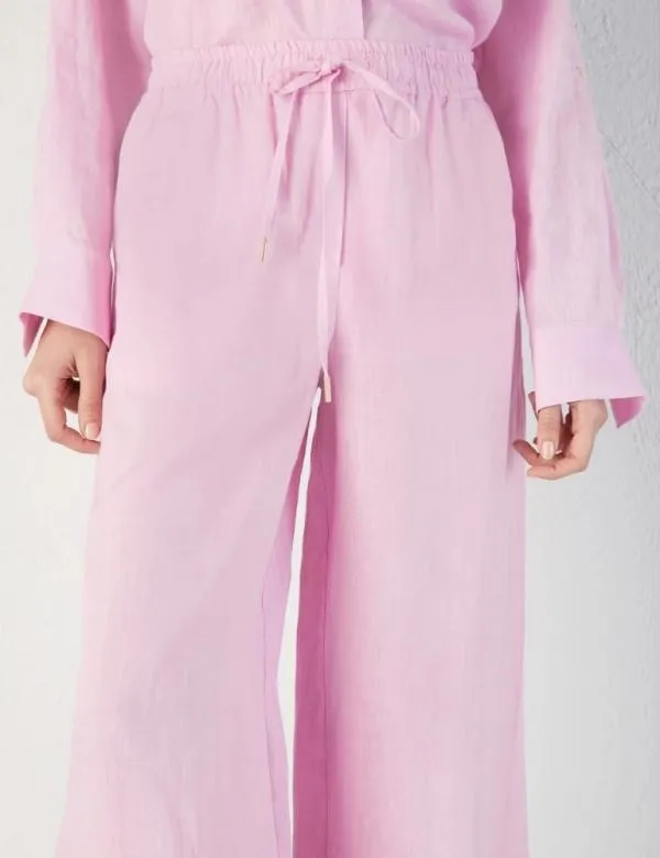 Marella Trousers Women Linen Trousers Pink