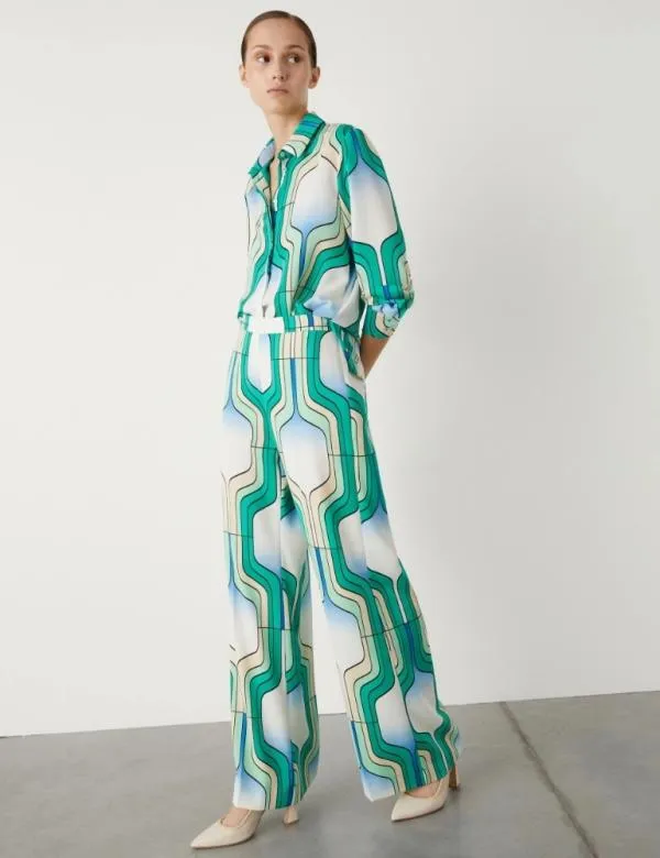 Marella Trousers Women Patterned Trousers Bright Green