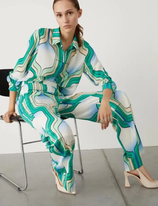 Marella Trousers Women Patterned Trousers Bright Green