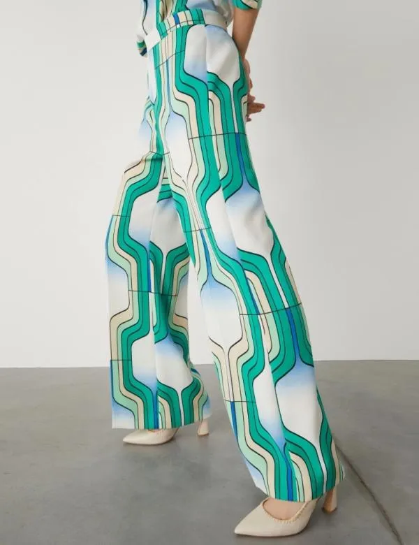 Marella Trousers Women Patterned Trousers Bright Green