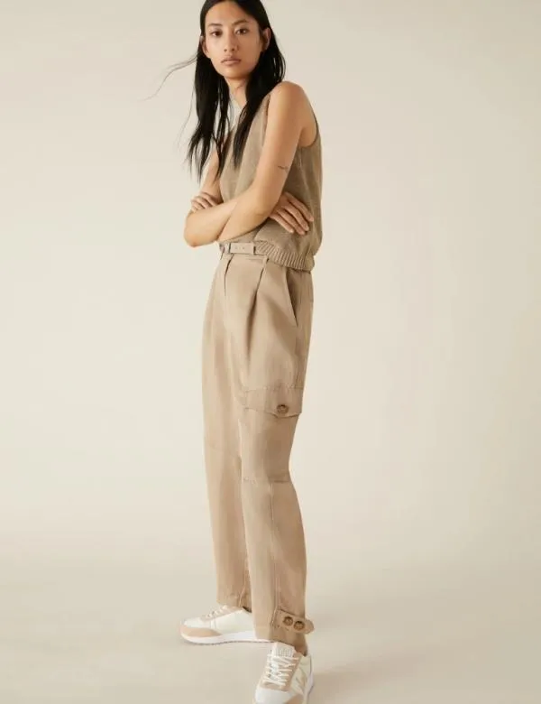 Marella Trousers Women Pocket Trousers Beige