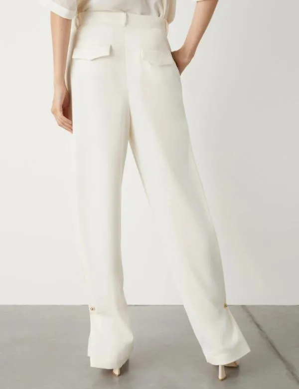 Marella Trousers Women Satin Trousers Wool White