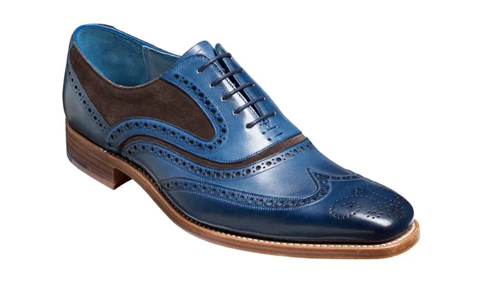 McClean 8211 Navy Hand Painted Choc Suede Men Barker Shoes Mens Oxfords