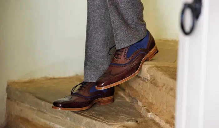 McClean 8211 Navy Hand Painted Choc Suede Men Barker Shoes Mens Oxfords
