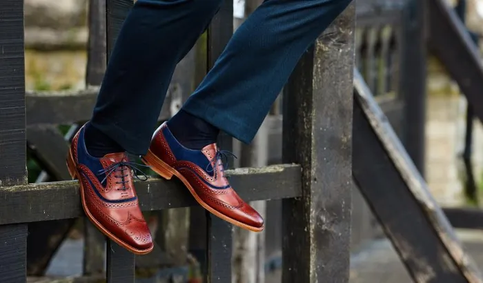 McClean 8211 Navy Hand Painted Choc Suede Men Barker Shoes Mens Oxfords