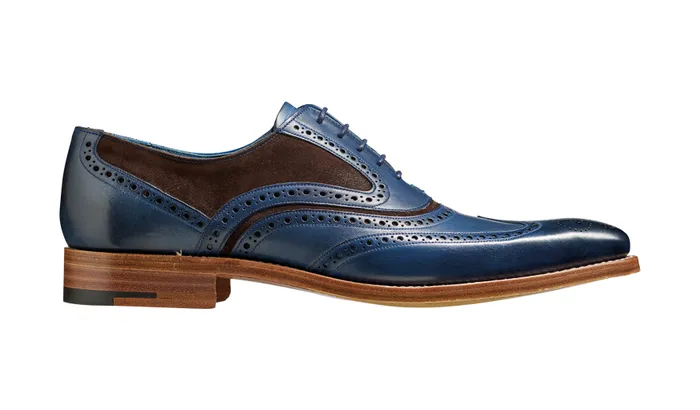 McClean 8211 Navy Hand Painted Choc Suede Men Barker Shoes Mens Oxfords