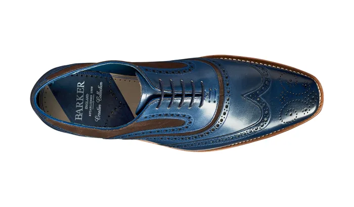 McClean 8211 Navy Hand Painted Choc Suede Men Barker Shoes Mens Oxfords