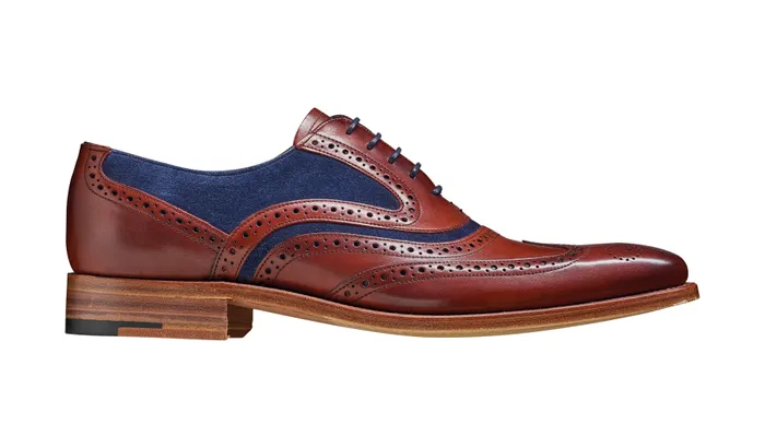 McClean 8211 Rosewood Calf Navy Suede Men Barker Shoes Mens Brogues