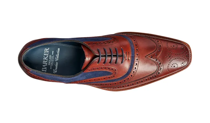 McClean 8211 Rosewood Calf Navy Suede Men Barker Shoes Mens Brogues