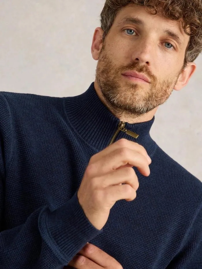 Men Attadale Funnel Neck Jumper Dark Navy White Stuff Knitwear