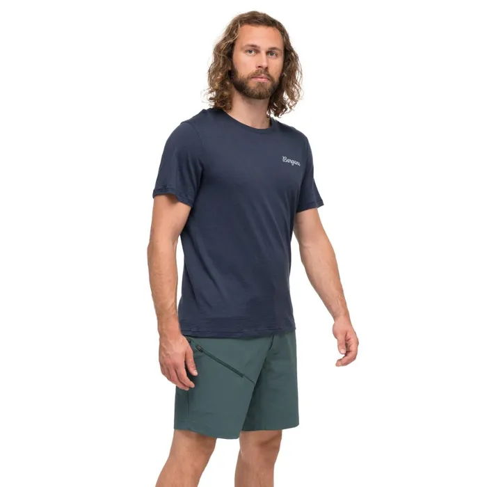 Men Bergans Of Norway TShirts Rabot Emblem Wool Tee Navy Blue