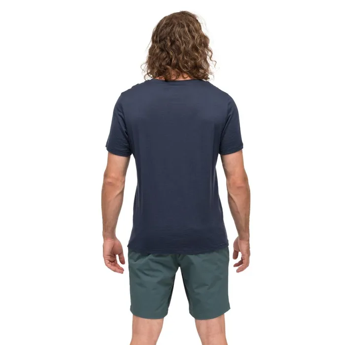 Men Bergans Of Norway TShirts Rabot Emblem Wool Tee Navy Blue