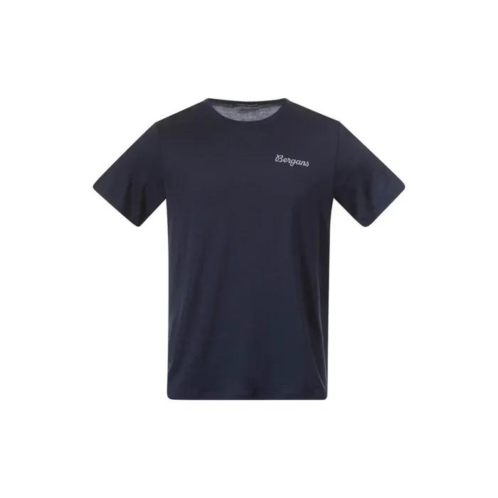 Men Bergans Of Norway TShirts Rabot Emblem Wool Tee Navy Blue