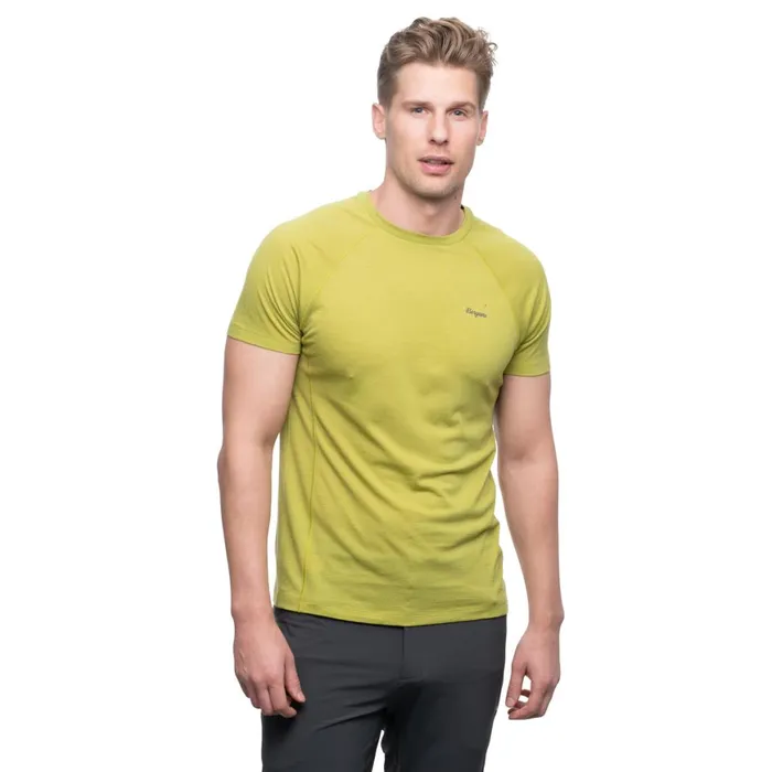 Men Bergans Of Norway TShirts Y Lightline Merino Tee Golden Lime Green