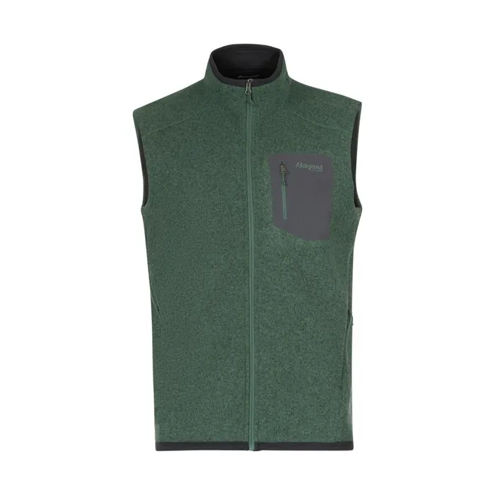Men Bergans Of Norway Vests Kamphaug Knitted Vest Dark Jade Green