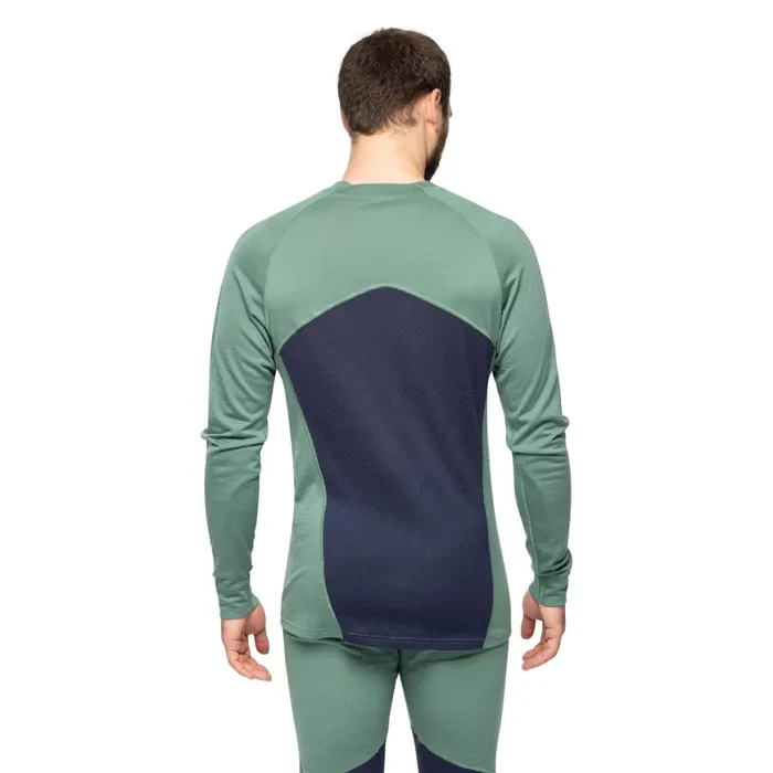 Men Bergans Of Norway Wool Longsleeved Shirts InnerPure Merino Long Sleeve Dark Jade Green Navy Blue