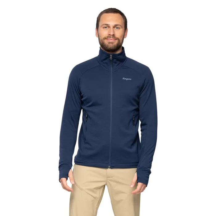 Men Bergans Of Norway Wool Rabot Merino Tech Midlayer Jacket