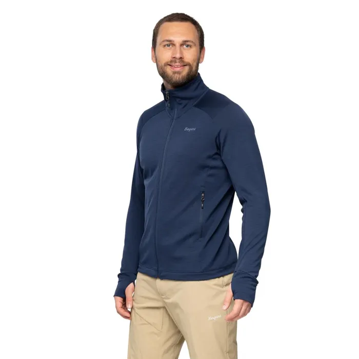 Men Bergans Of Norway Wool Rabot Merino Tech Midlayer Jacket