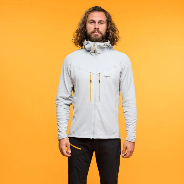 Men Bergans Of Norway Wool Y Mountainline Wooltech Midlayer Jacket Pearl Grey