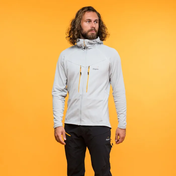 Men Bergans Of Norway Wool Y Mountainline Wooltech Midlayer Jacket Pearl Grey