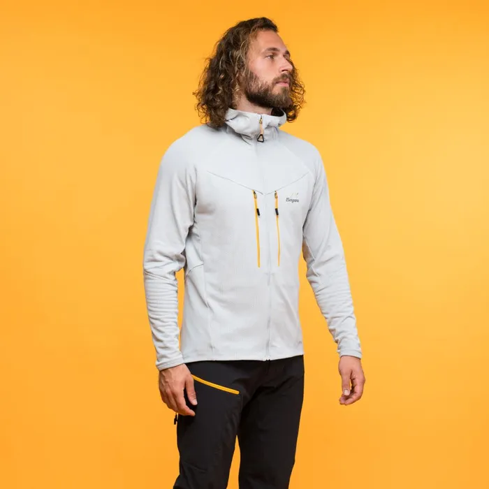 Men Bergans Of Norway Wool Y Mountainline Wooltech Midlayer Jacket Pearl Grey